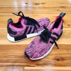 Adidas black and pink boost sneakers
